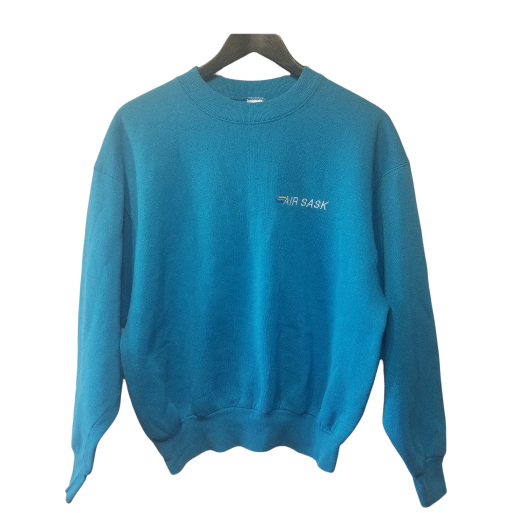 Vintage women's fruit of the loom blue air sask crewneck sweater